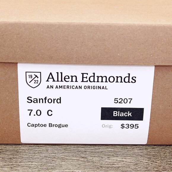 Allen Edmonds SANFORD Cap Toe Blucher 7 C Black * add $15 new Trees